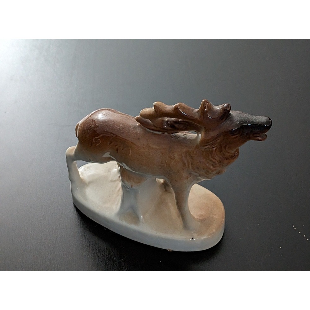 Vintage Ceramic Standing Calling Moose Elk Deer Stag Figure 4"